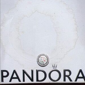 Pandora Silver Pavé Logo Disc Charm with Pink Accent